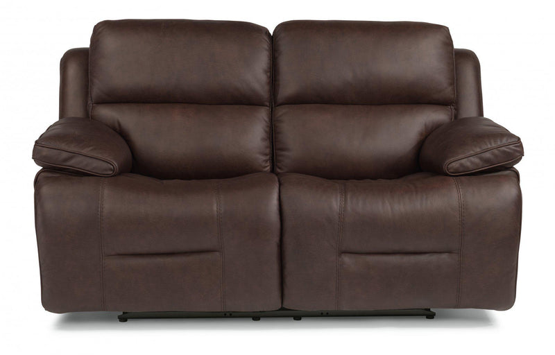 Flexsteel Latitudes Apollo Leather Power Reclining Loveseat w/Power Headrests in Brown - Furniture City (CA)l