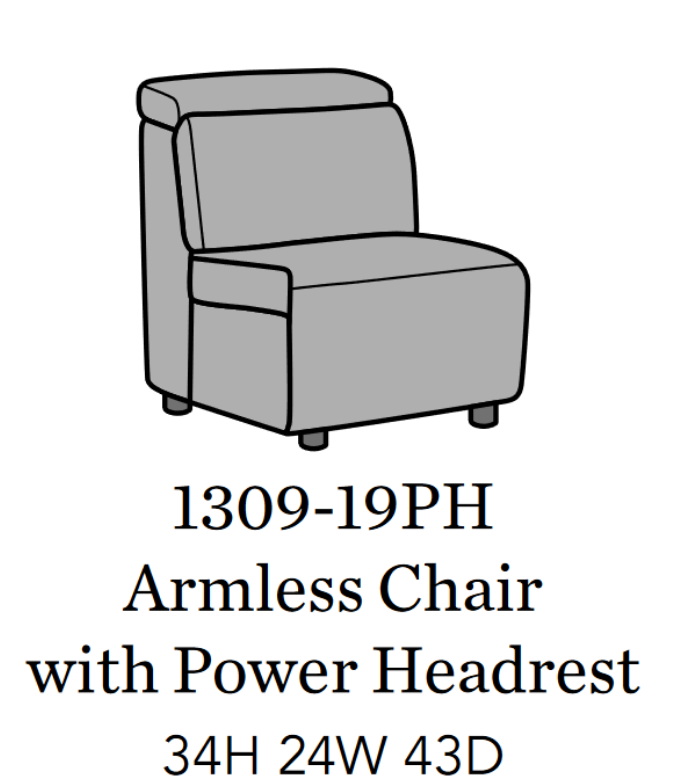 Flexsteel Latitudes Astra Leather Armless Chair w/Power Headrest - Furniture City (CA)l