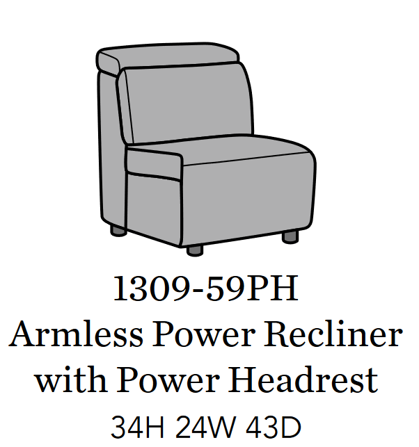 Flexsteel Latitudes Astra Leather Armless Power Recliner w/Power Headrest