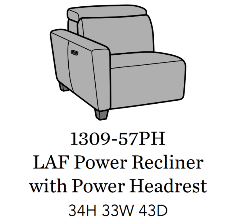Flexsteel Latitudes Astra Leather LAF Power Recliner w/Power Headrest - Furniture City (CA)l
