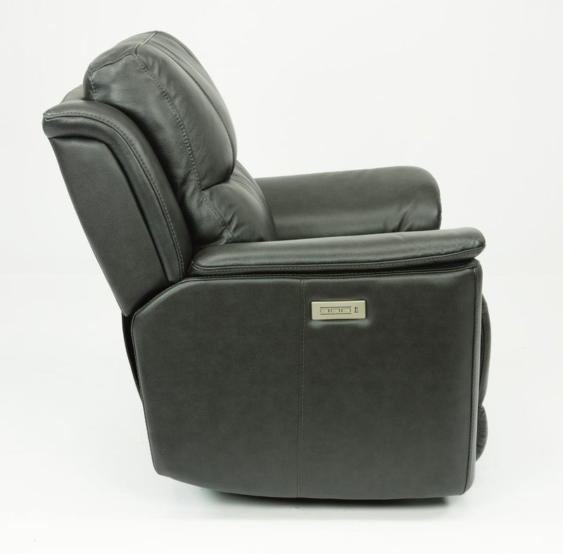 Flexsteel Latitudes Cade Leather Power Recliner w/Power Headrest in Black - Furniture City (CA)l