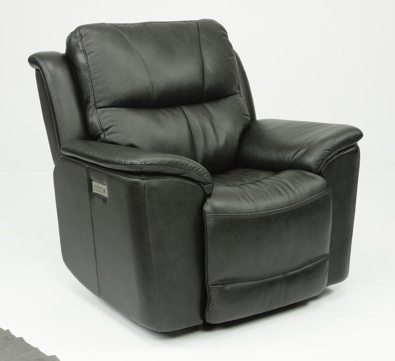 Flexsteel Latitudes Cade Leather Power Recliner w/Power Headrest in Black - Furniture City (CA)l