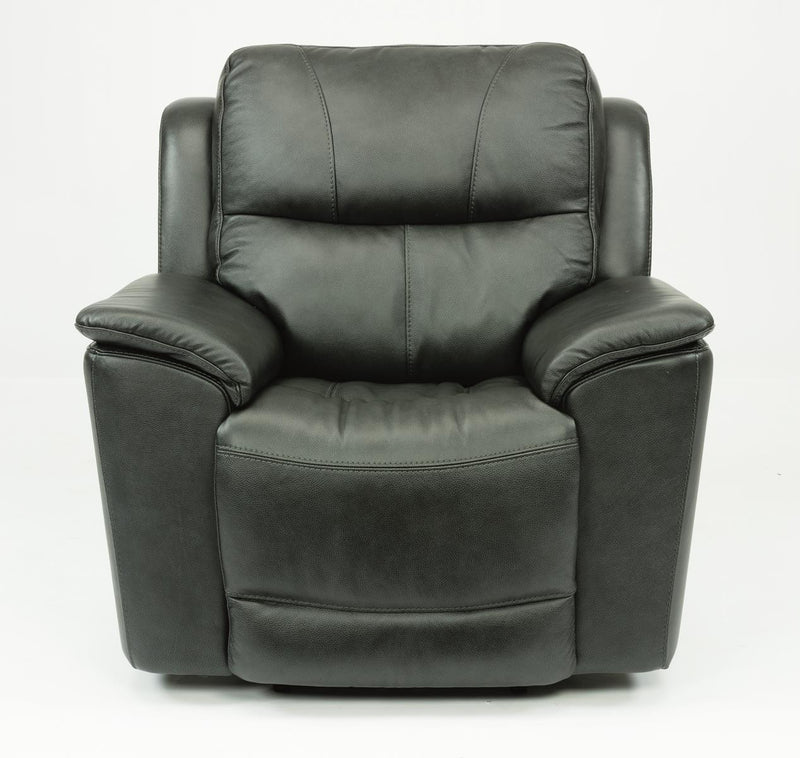 Flexsteel Latitudes Cade Leather Power Recliner w/Power Headrest in Black - Furniture City (CA)l