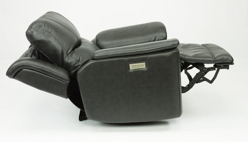 Flexsteel Latitudes Cade Leather Power Recliner w/Power Headrest in Black - Furniture City (CA)l