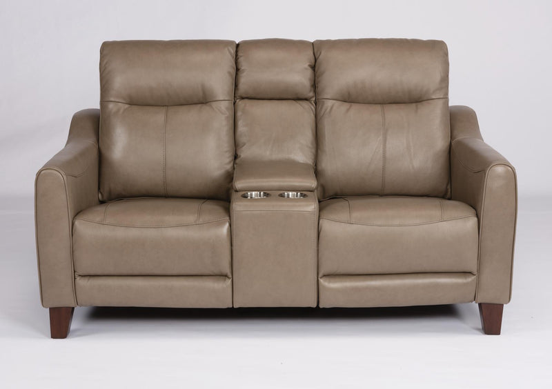 Flexsteel Latitudes Forte Leather Power Reclining Loveseat w/Console & Power Headrests - Furniture City (CA)l