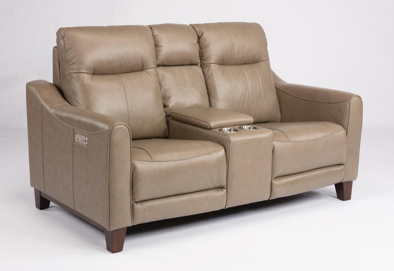 Flexsteel Latitudes Forte Leather Power Reclining Loveseat w/Console & Power Headrests - Furniture City (CA)l