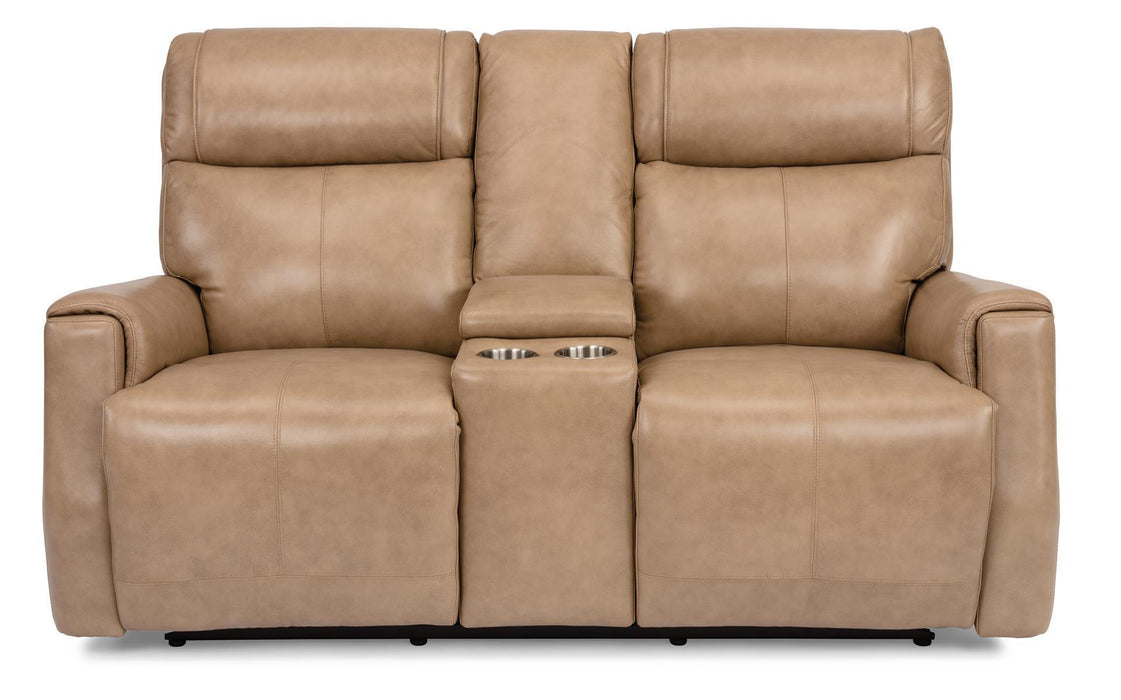 Flexsteel Latitudes Holton Leather Power Reclining Loveseat w/Console & Power Headrests image