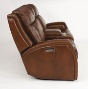 Flexsteel Latitudes Mustang Leather Power Reclining Loveseat w/Console & Power Headrests - Furniture City (CA)l
