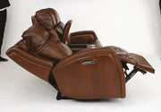 Flexsteel Latitudes Mustang Leather Power Reclining Loveseat w/Console & Power Headrests - Furniture City (CA)l