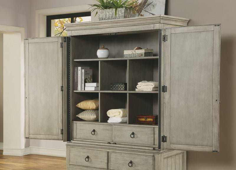 Flexsteel Wynwood Plymouth Armoire in Whitewash Wood - Furniture City (CA)l