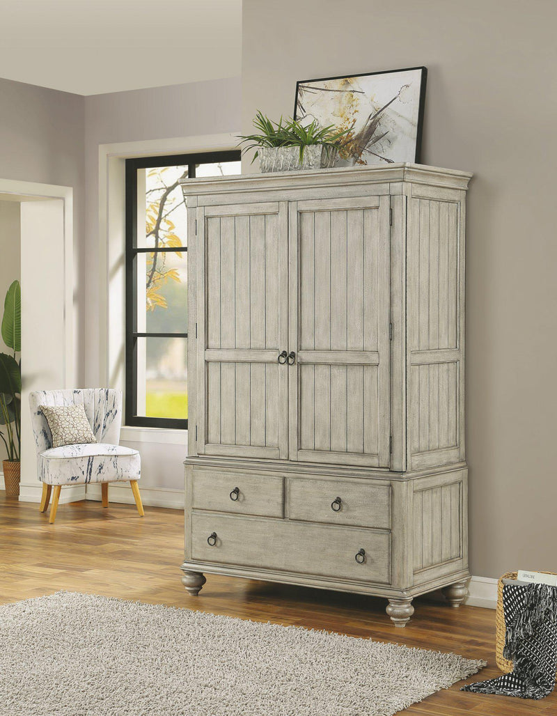 Flexsteel Wynwood Plymouth Armoire in Whitewash Wood - Furniture City (CA)l