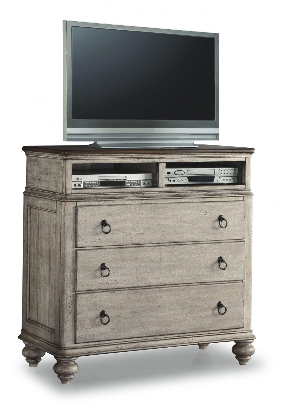 Flexsteel Wynwood Plymouth Media Chest in Whitewash Wood