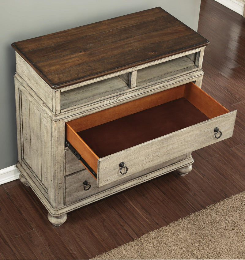 Flexsteel Wynwood Plymouth Media Chest in Whitewash Wood - Furniture City (CA)l