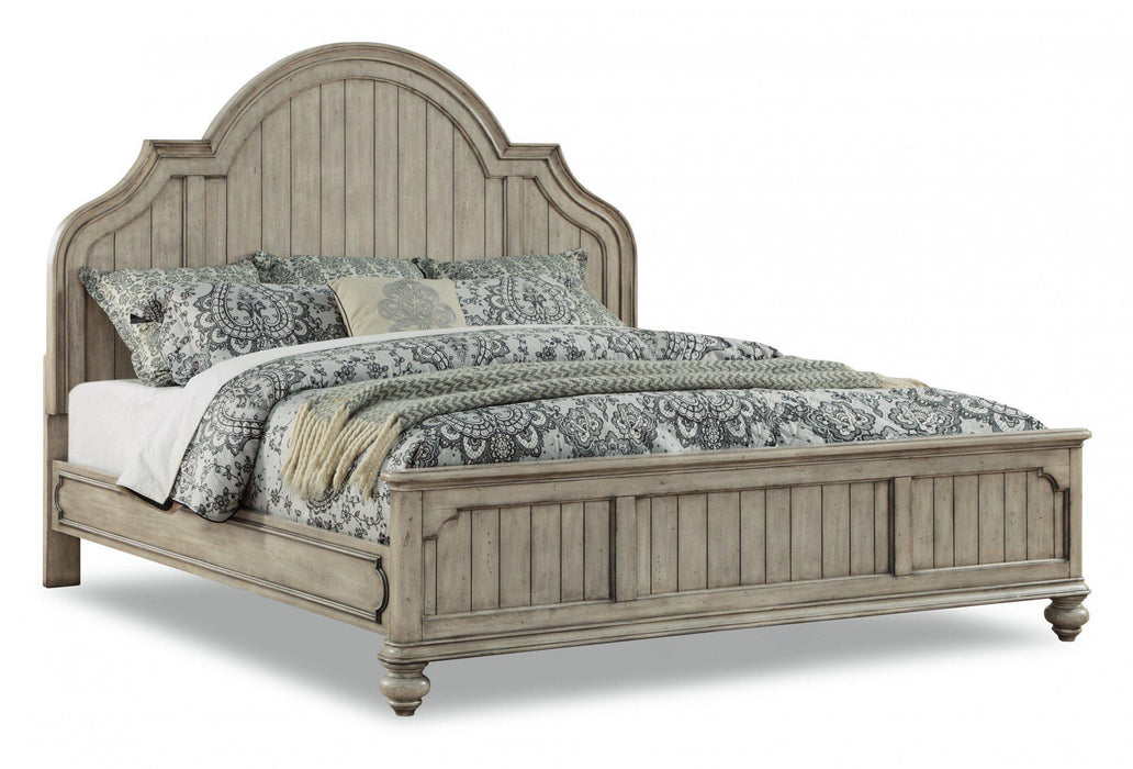 Flexsteel Wynwood Plymouth Queen Panel Bed in Whitewash Wood