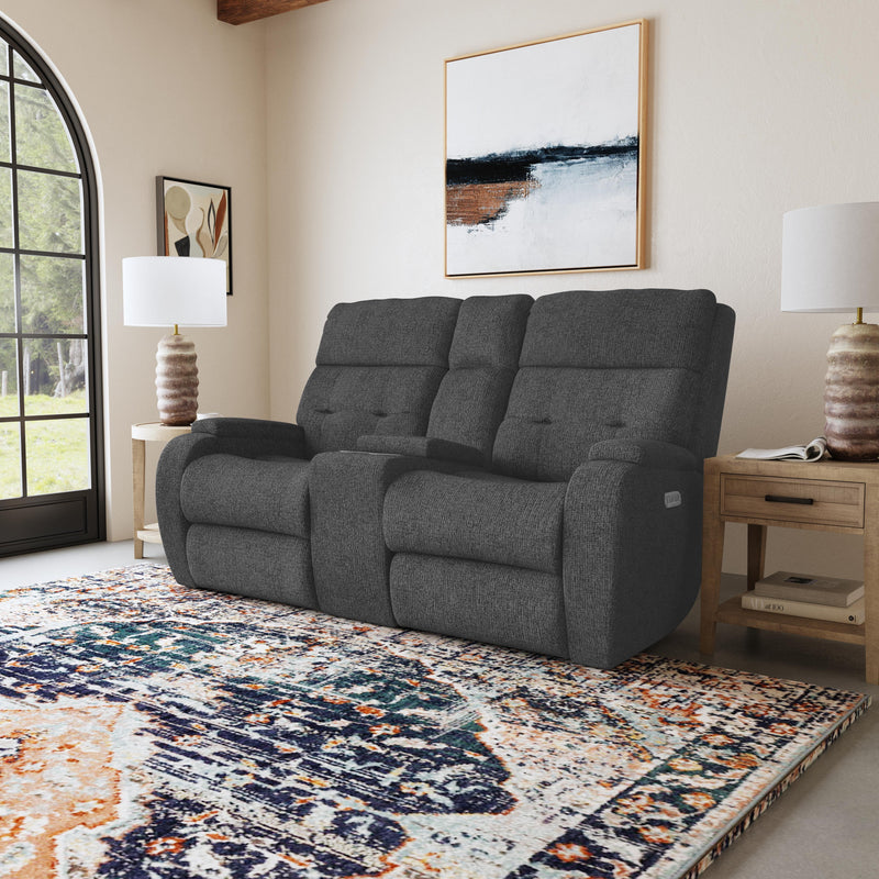 Strait 2906-601H Power Reclining Loveseat with Console & Power Headrests - Furniture City (CA)l