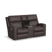 Score B3805-601L Power Reclining Loveseat with Console & Power Headrests & Lumbar - Furniture City (CA)l