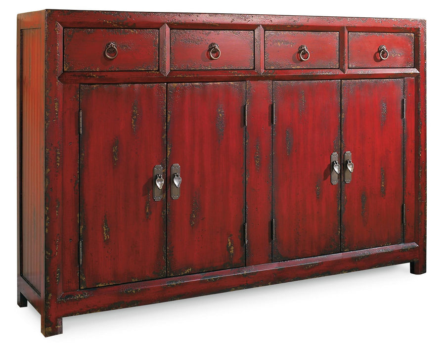 58'' Red Asian Cabinet