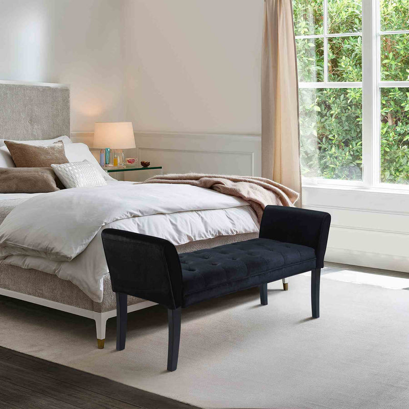 Chatham Bench in Black Velvet - Furniture City (CA)l