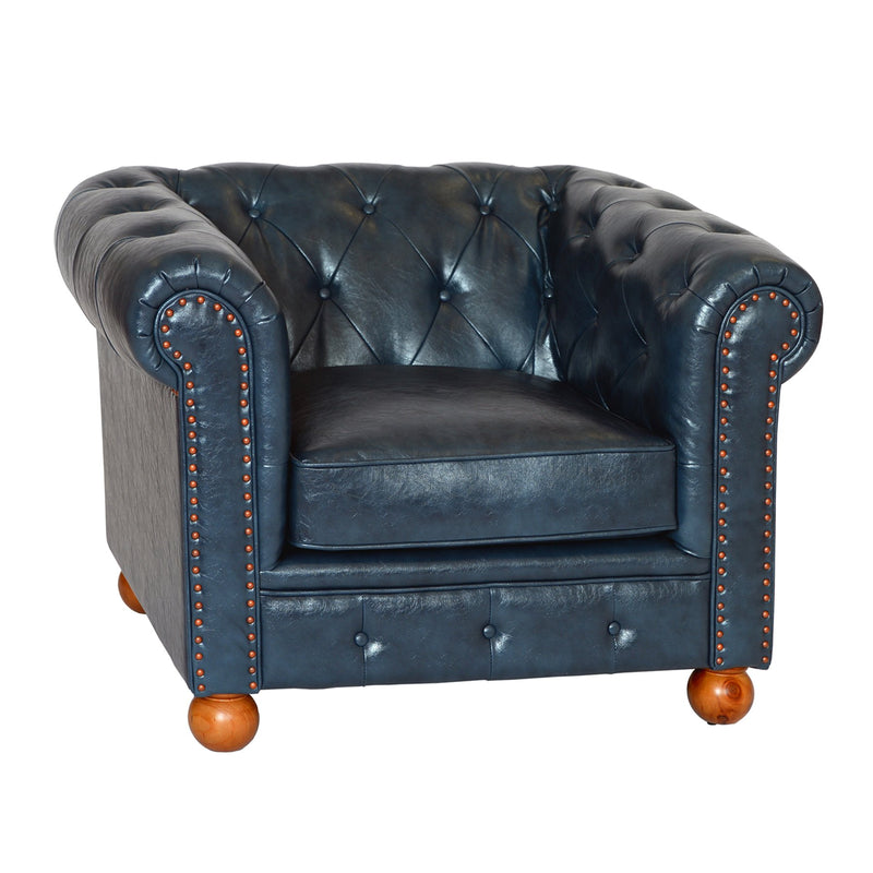 Winston Antique Blue Bonded Leather Sofa Chair - Furniture City (CA)l