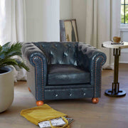 Winston Antique Blue Bonded Leather Sofa Chair - Furniture City (CA)l