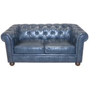 Winston Antique Blue Bonded Leather Loveseat - Furniture City (CA)l