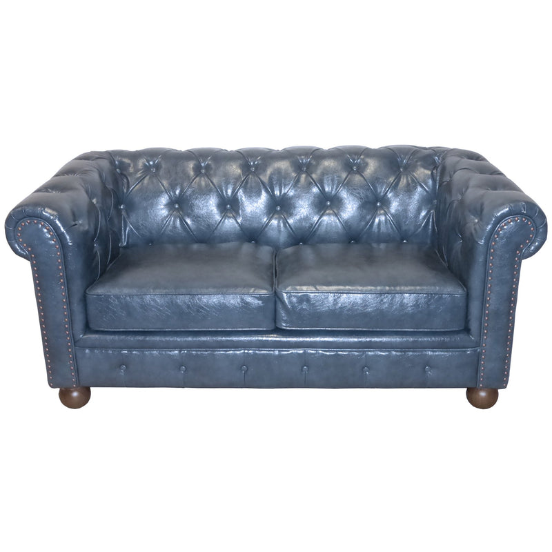 Winston Antique Blue Bonded Leather Loveseat - Furniture City (CA)l
