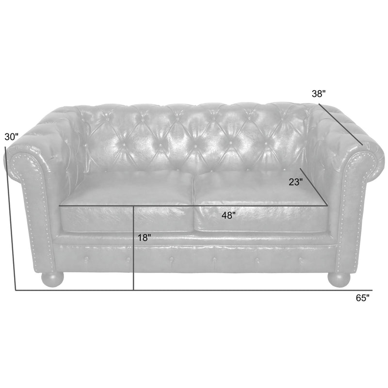 Winston Antique Blue Bonded Leather Loveseat - Furniture City (CA)l