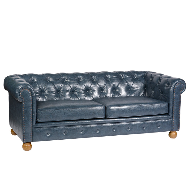 Winston Antique Blue Bonded Leather Sofa - Furniture City (CA)l