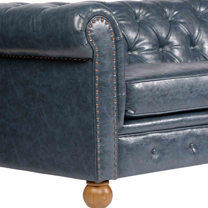 Winston Antique Blue Bonded Leather Sofa
