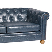 Winston Antique Blue Bonded Leather Sofa - Furniture City (CA)l