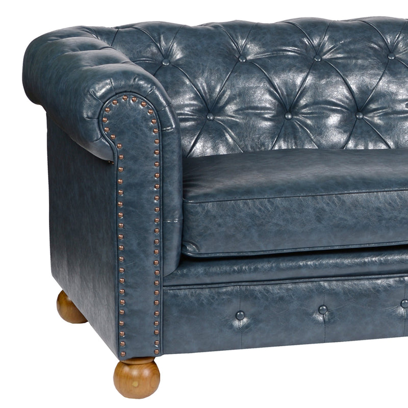 Winston Antique Blue Bonded Leather Sofa - Furniture City (CA)l