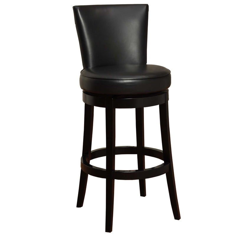 Boston 26" Counter Height Swivel Black Faux Leather and Black Wood Bar Stool - Furniture City (CA)l