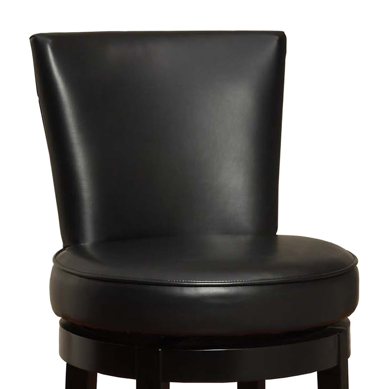 Boston 26" Counter Height Swivel Black Faux Leather and Black Wood Bar Stool - Furniture City (CA)l
