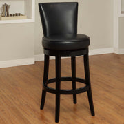 Boston 26" Counter Height Swivel Black Faux Leather and Black Wood Bar Stool - Furniture City (CA)l