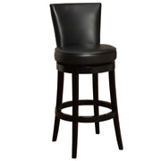 Boston 30" Bar Height Swivel Black Faux Leather and Black Wood Bar Stool - Furniture City (CA)l
