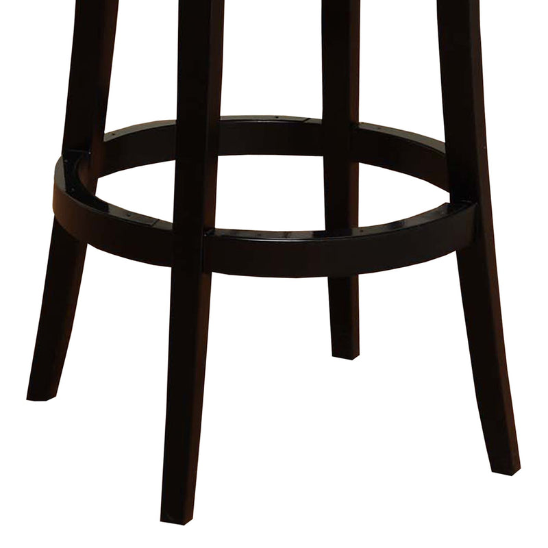 Boston 30" Bar Height Swivel Black Faux Leather and Black Wood Bar Stool - Furniture City (CA)l