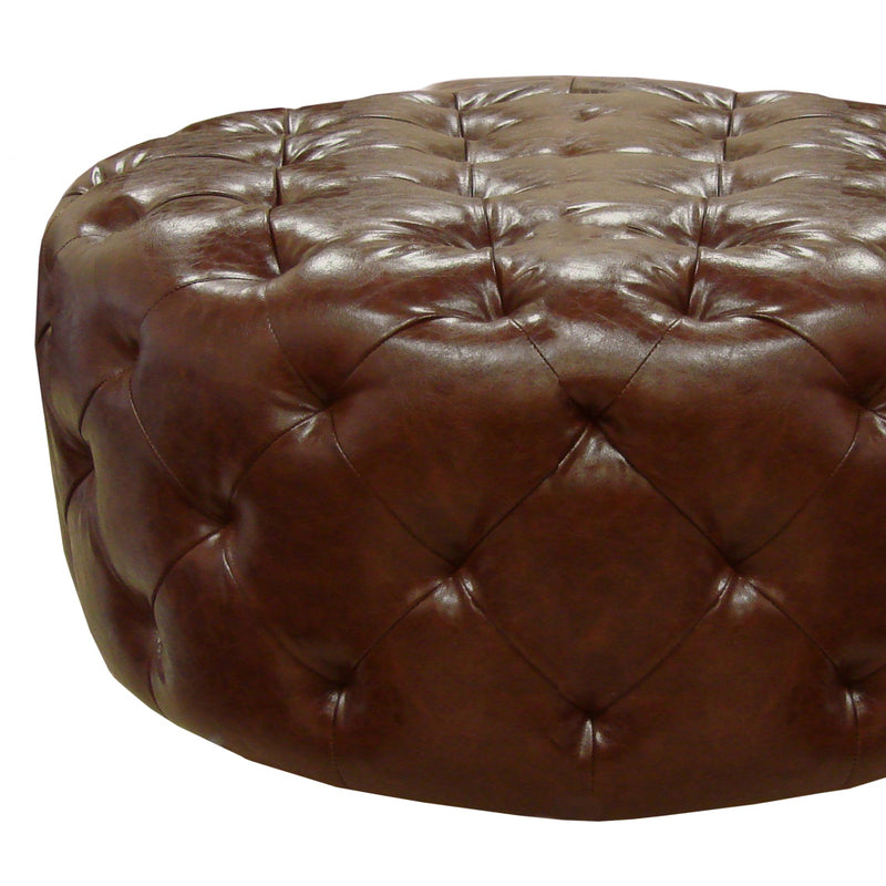 Victoria Ottoman In Brown Bonded Leather - Furniture City (CA)l