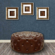 Victoria Ottoman In Brown Bonded Leather - Furniture City (CA)l