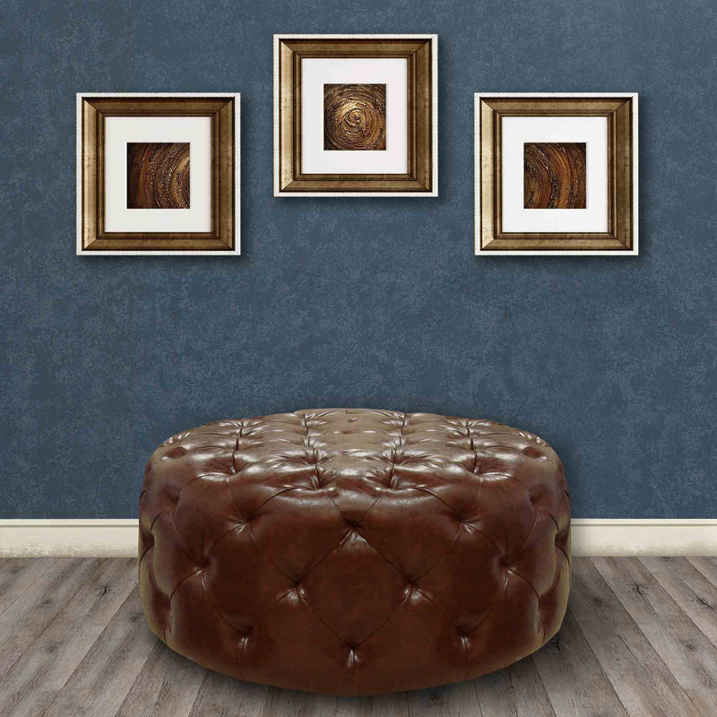 Victoria Ottoman In Brown Bonded Leather - Furniture City (CA)l