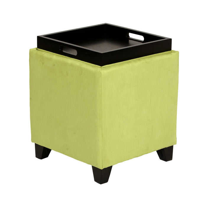 Rainbow Microfiber Storage Ottoman in Green Microfiber