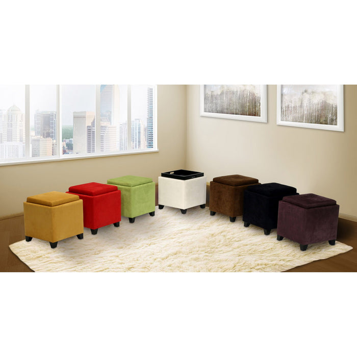 Rainbow Microfiber Storage Ottoman in Green Microfiber