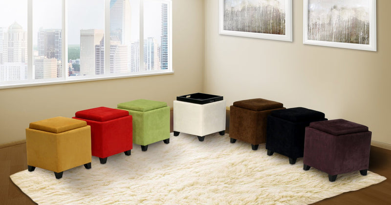 Rainbow Microfiber Storage Ottoman in Yellow Microfiber - Furniture City (CA)l