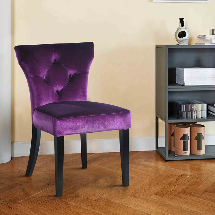 Elise Side Chair in Purple Velvet - Set of 2