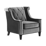 Barrister Chair In Gray Velvet with Black Piping - Furniture City (CA)l