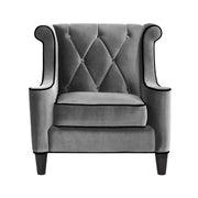 Barrister Chair In Gray Velvet with Black Piping - Furniture City (CA)l