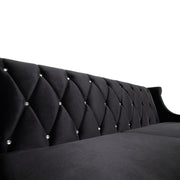 Barrister Sofa In Black Velvet With Crystal Buttons - Furniture City (CA)l