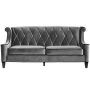 Barrister Sofa In Gray Velvet With Black Piping - Furniture City (CA)l