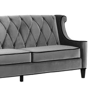 Barrister Sofa In Gray Velvet With Black Piping - Furniture City (CA)l