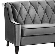 Barrister Sofa In Gray Velvet With Black Piping - Furniture City (CA)l