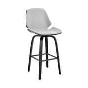 Arabela 26" Gray Faux Leather and Black Wood Swivel Bar Stool - Furniture City (CA)l